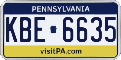 PA license plate KBE6635