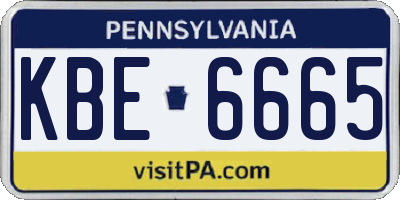 PA license plate KBE6665