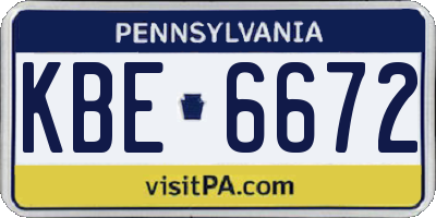 PA license plate KBE6672