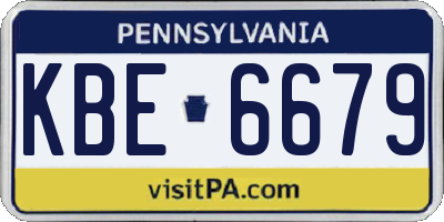 PA license plate KBE6679