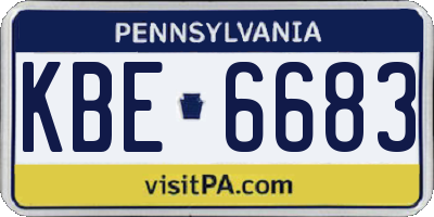 PA license plate KBE6683