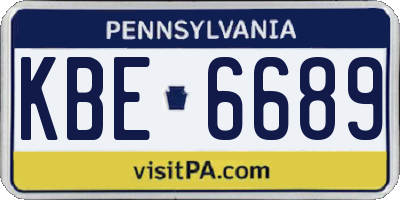 PA license plate KBE6689
