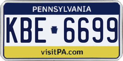 PA license plate KBE6699