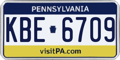 PA license plate KBE6709