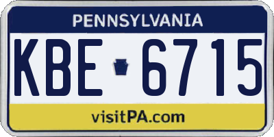 PA license plate KBE6715
