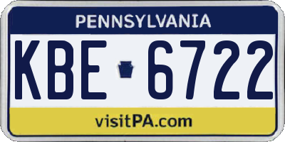 PA license plate KBE6722