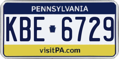 PA license plate KBE6729