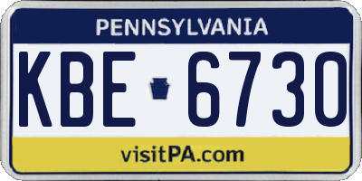 PA license plate KBE6730