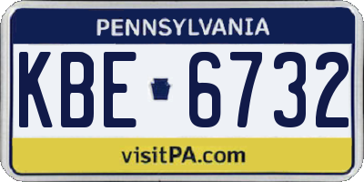 PA license plate KBE6732