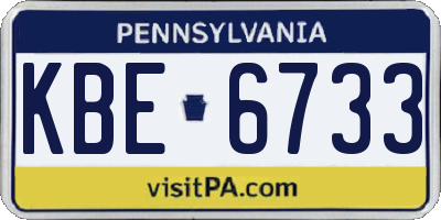 PA license plate KBE6733