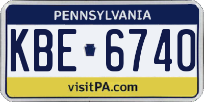 PA license plate KBE6740
