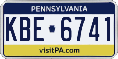PA license plate KBE6741