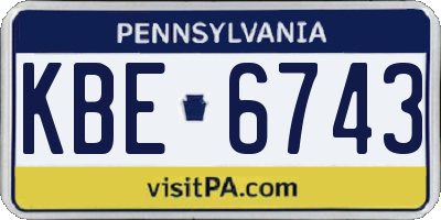 PA license plate KBE6743