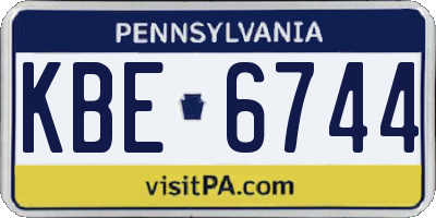 PA license plate KBE6744