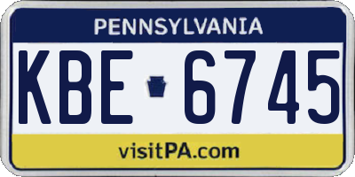 PA license plate KBE6745