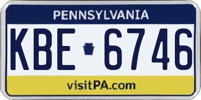 PA license plate KBE6746