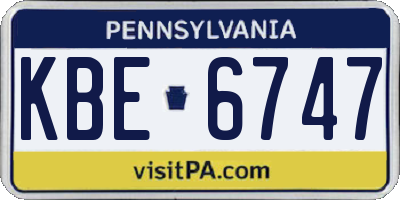 PA license plate KBE6747