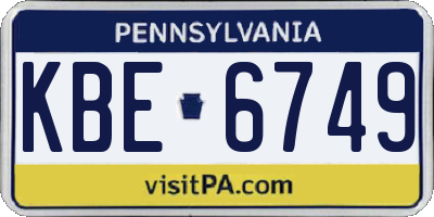 PA license plate KBE6749