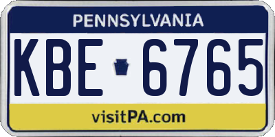 PA license plate KBE6765