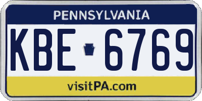 PA license plate KBE6769