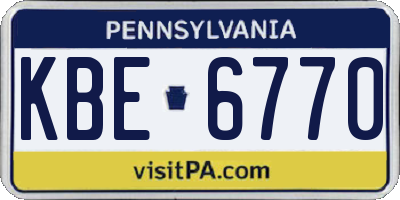 PA license plate KBE6770