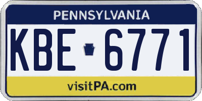 PA license plate KBE6771