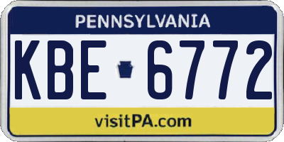 PA license plate KBE6772
