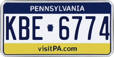 PA license plate KBE6774
