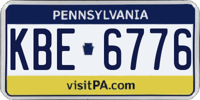 PA license plate KBE6776