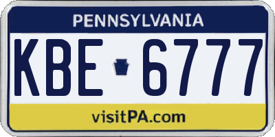 PA license plate KBE6777
