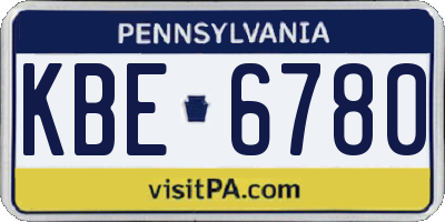 PA license plate KBE6780