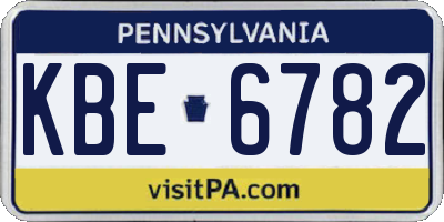 PA license plate KBE6782