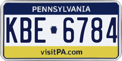 PA license plate KBE6784