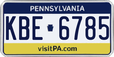 PA license plate KBE6785