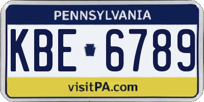 PA license plate KBE6789