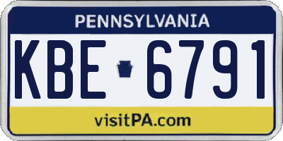 PA license plate KBE6791