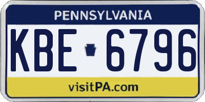 PA license plate KBE6796