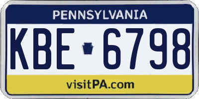 PA license plate KBE6798
