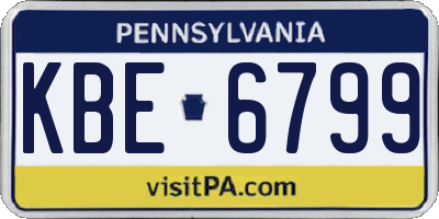 PA license plate KBE6799