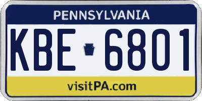 PA license plate KBE6801