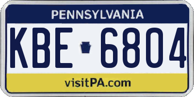 PA license plate KBE6804