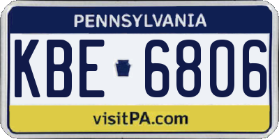 PA license plate KBE6806