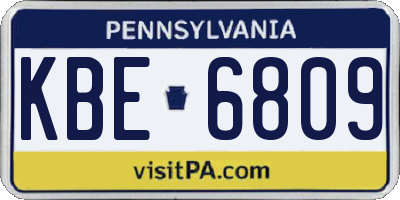 PA license plate KBE6809