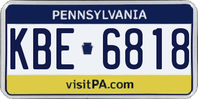 PA license plate KBE6818