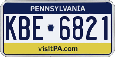 PA license plate KBE6821