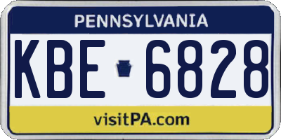 PA license plate KBE6828