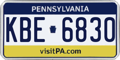 PA license plate KBE6830