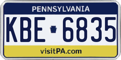 PA license plate KBE6835