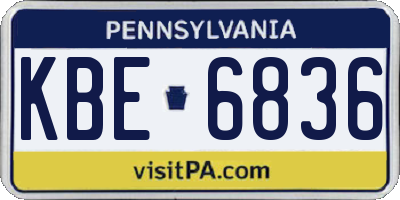 PA license plate KBE6836