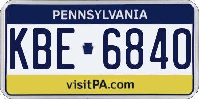 PA license plate KBE6840